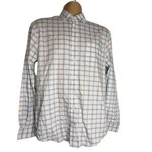 Johnnie O Shirt Mens medium Blue Plaid Button Up Top‎ Shelf Casual Preppy
